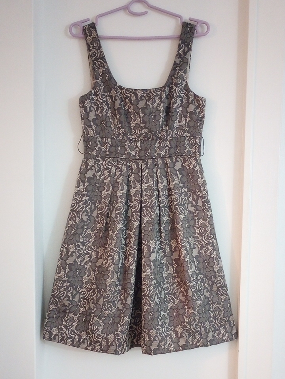 Studio Y Sleeveless Lace-Overlay Fit & Flare Dress Black and Cream Summer
